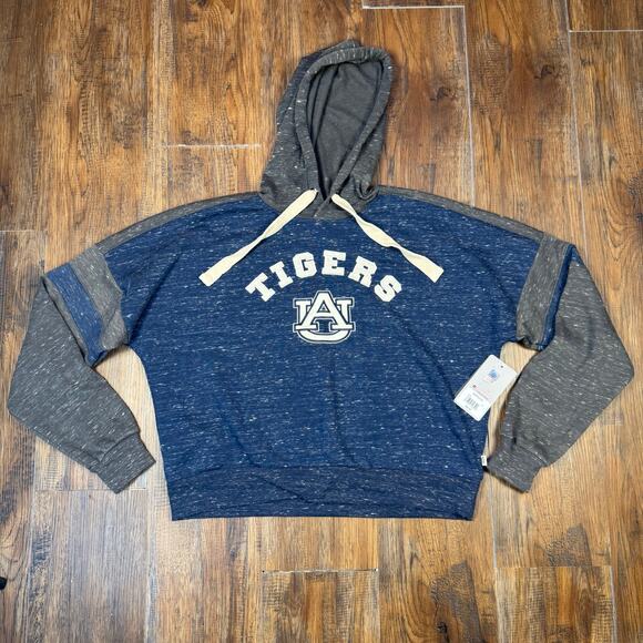 Colosseum Tops - Colosseum Auburn Tigers Cropped Speckled Pullover hoodie NAVY embroidered MEDIUM